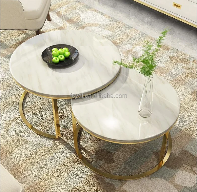 hot sale high quality new design white stainless luxury side coffee table white marble top coffee table