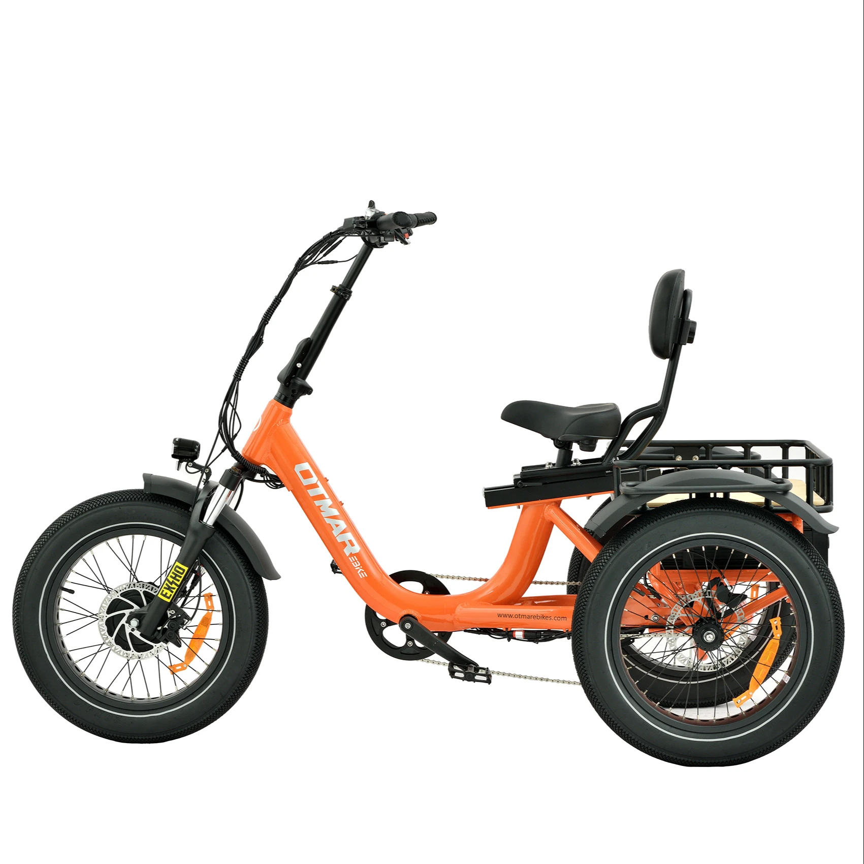 Oem Odm 48v 750w 3 Wheel Big Battery Big Saddle Delivery Trike E-Bike E Cycle Cargo Trishaw Fat Tire Rear Electric Tricycle