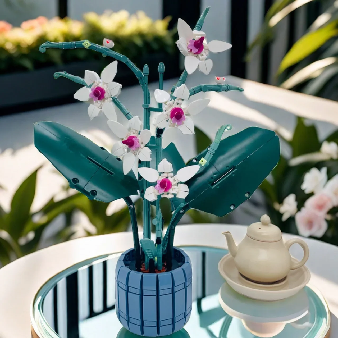 Creativity Bouquet Flower Model Building Blocks Cymbidium Faberi Bonsai Potted Plant Bricks Ideas Toy Gift for Kids Boys Girls