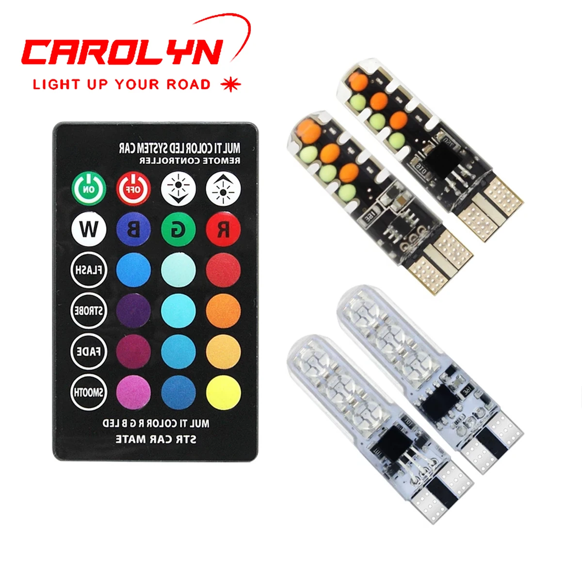 Hot Sale Car RGB LED 12V T10 LED RGB 5050 6SMD Controller Reading Universal Wedge Light Signal Lamp Led  car light