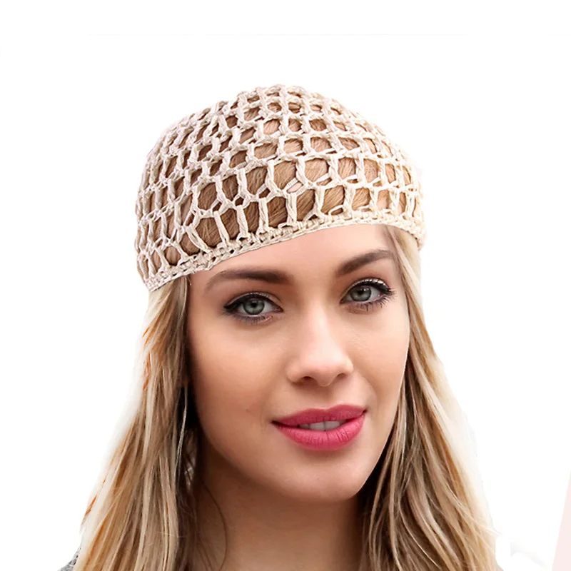 Mesh Crochet Hair Net Rayon Knit Snood Hat Thick Short Women Hairnet Snoods Cover Ornament for Sleeping