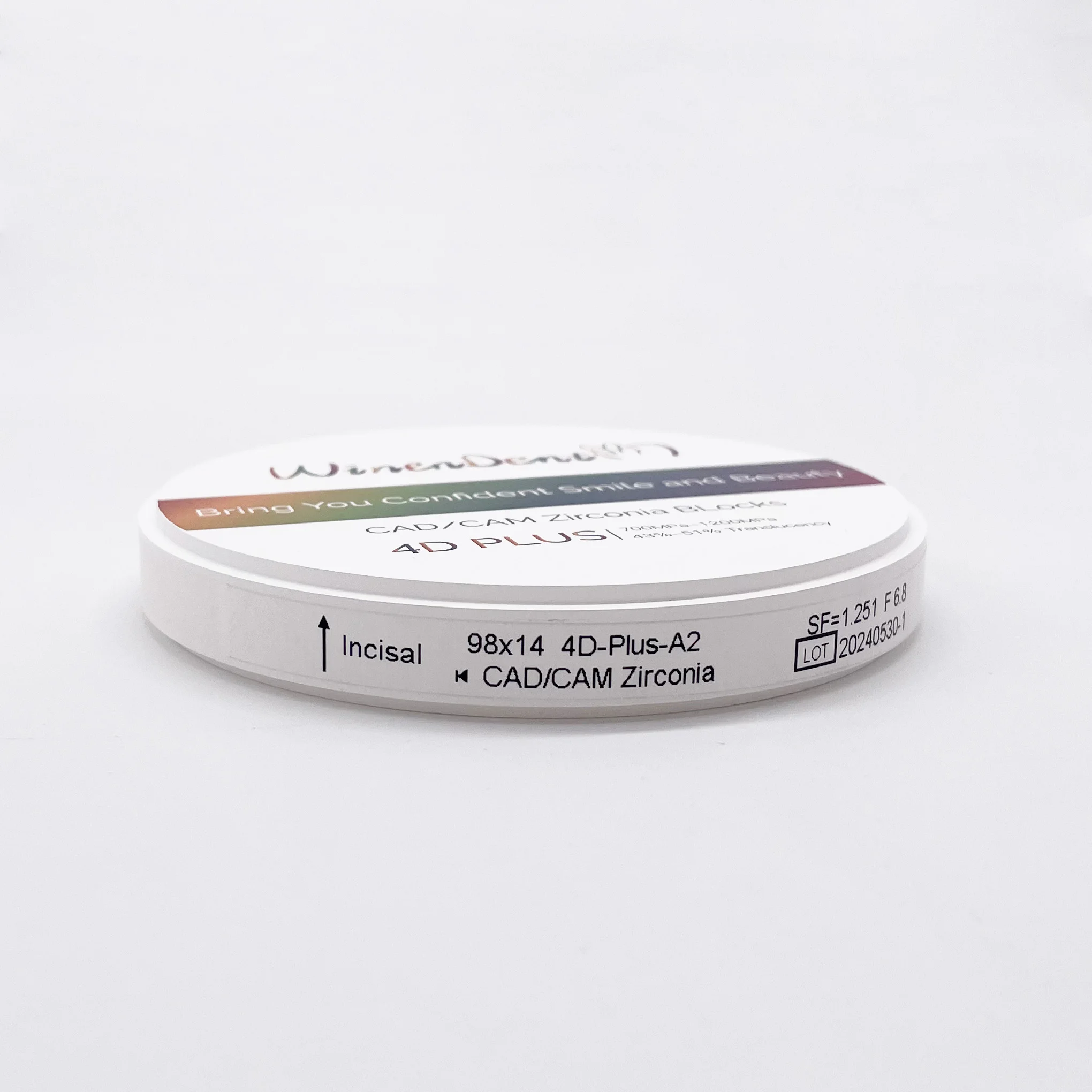 High Quality Multilayer Zirconia Block 4D-Plus 12mm 98mm Vita16 Bleach Zirconia Bloque De Dental Laboratory