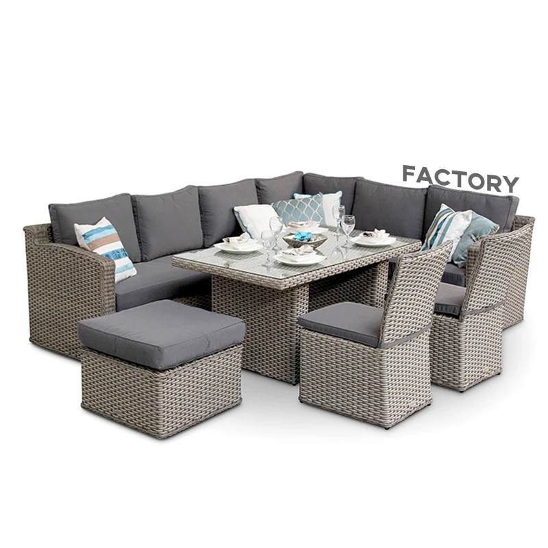 Hot Selling Modern Rattan Patio Garden Sofa Furniture With Fire Pit Patio Set Outdoor Furniture
