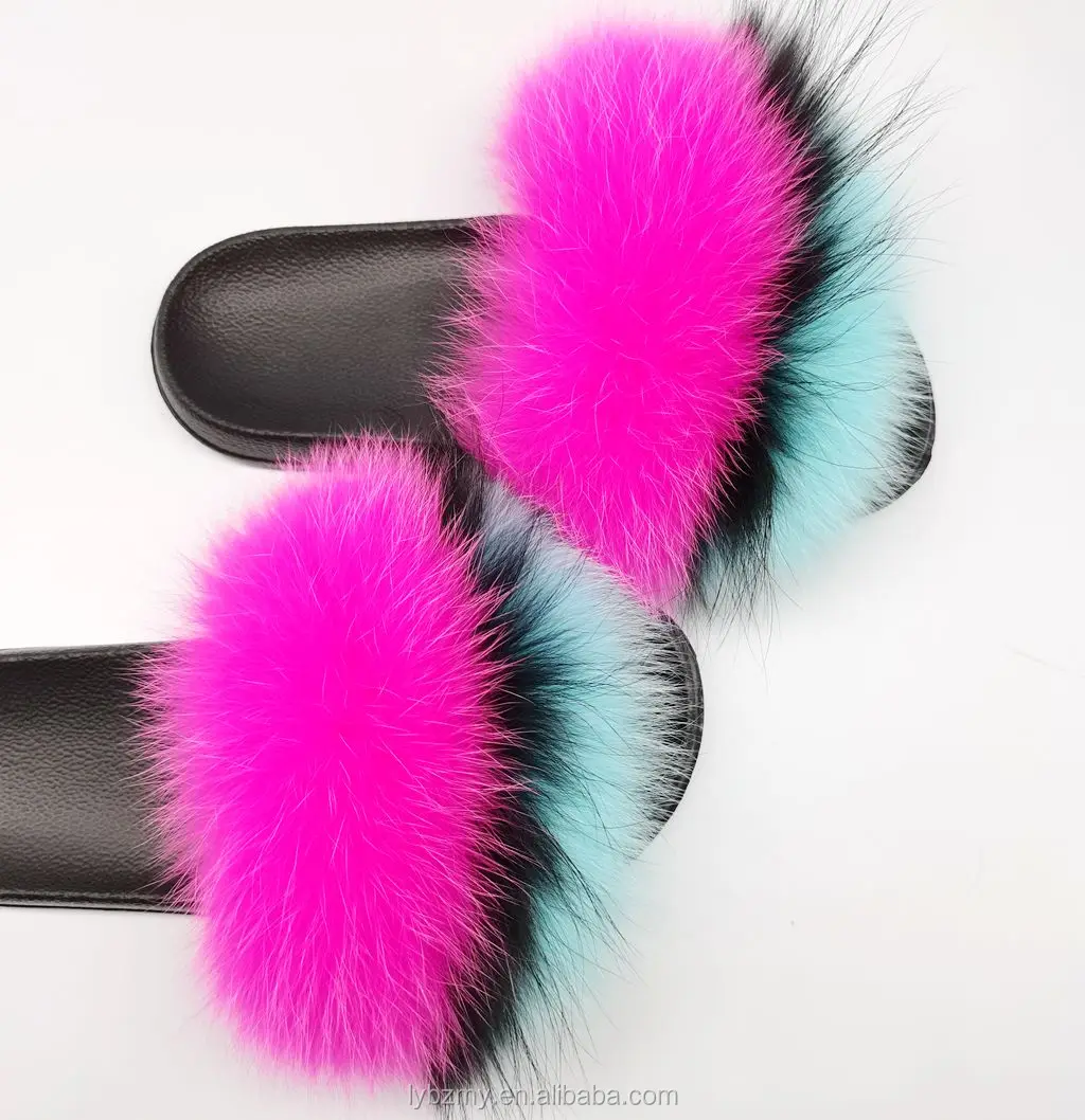 
Wholesale ladies fur slippers warm fluffy slippers fox 