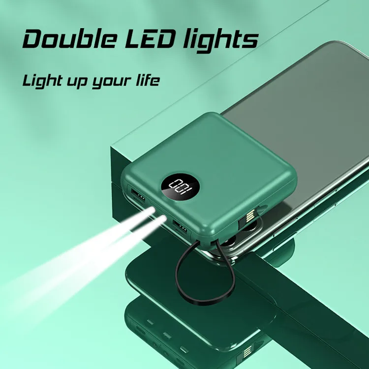 Creative Design 5000mAh Mini Power Bank Portable Charger Powerbank Built in Cable Fast Charger For Xiaomi Poverbank