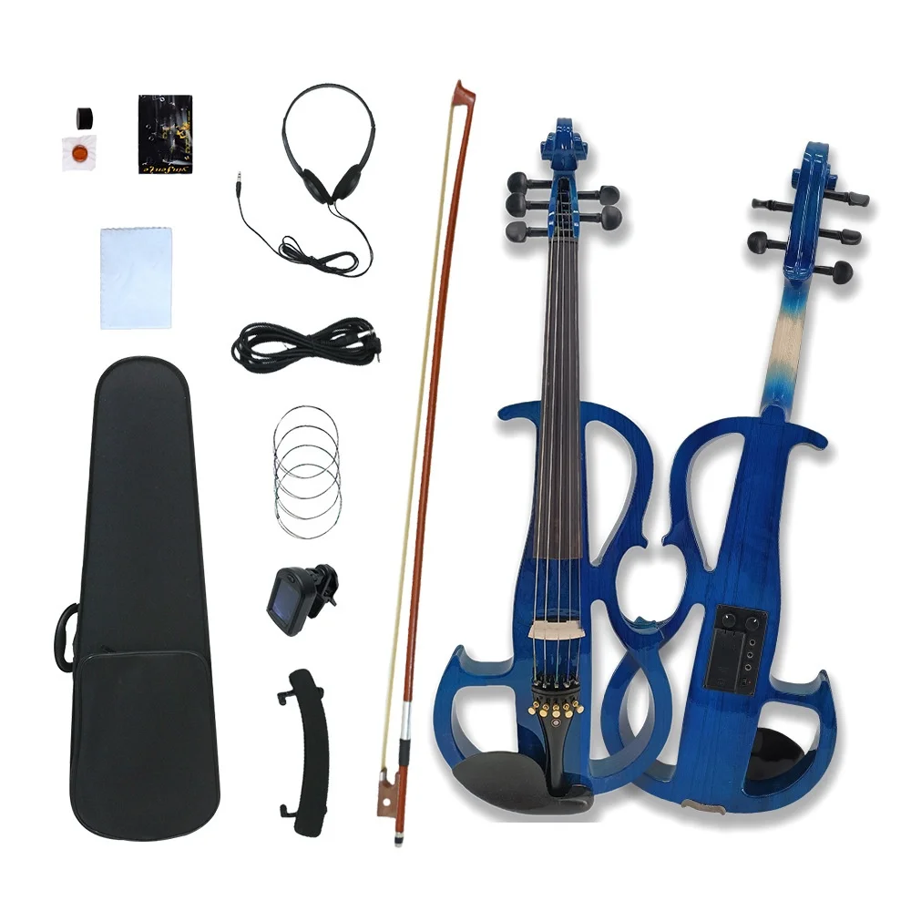 16-дюймовая однотонная деревянная пятиструнная полукаркасная электрическая акустическая скрипка ручной работы для начинающих-электрический инструмент практики