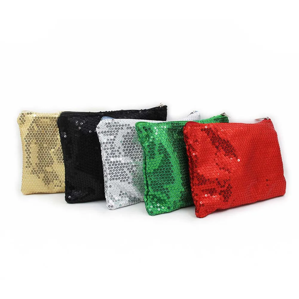 Customized Trendy Evening Party Flats Black and Silver Sequin Foldable Shoes with Bag