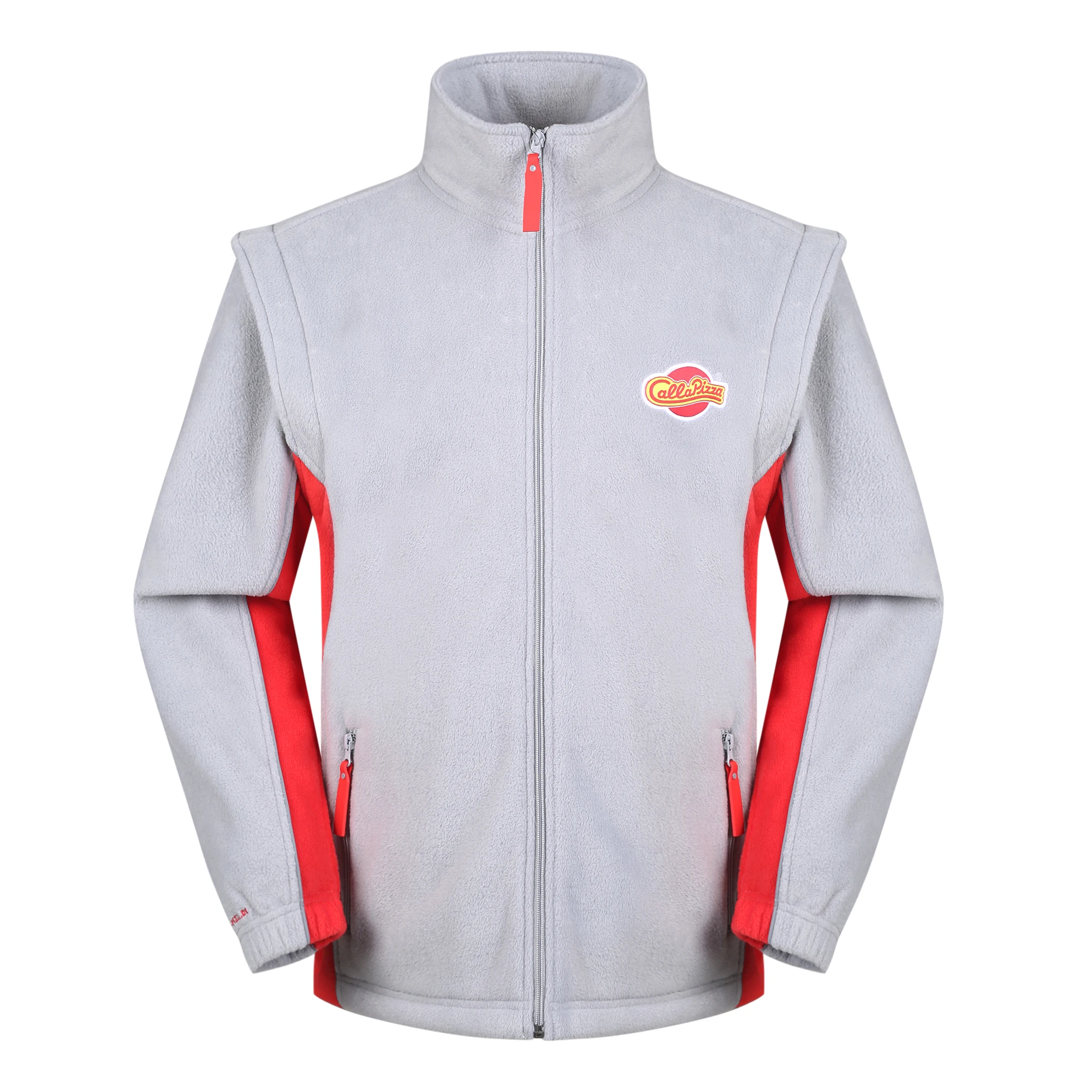 high quality outdoor delivery uniform contrast color embroidery logo windproof 100%polyester polar fleece jacket