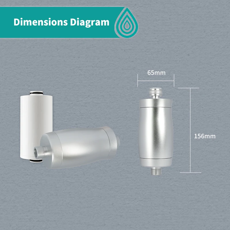 Stainless Steel Shower Water Filter Removes Chlorine, Fluoride, Heavy Metals with 2 Cartridges
