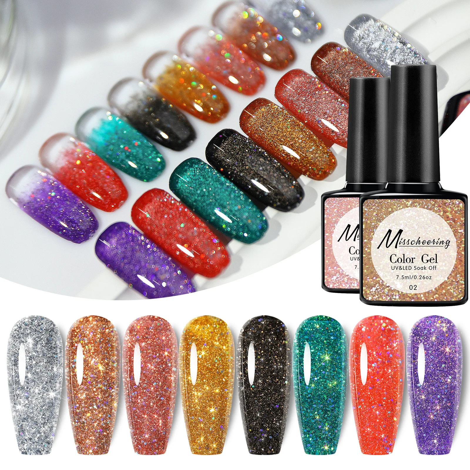 diamond nail polish gel Broken Diamond Glue Flash Galaxy Star Sequins Laser Nail Polish Poly Gel Type for Salon Use