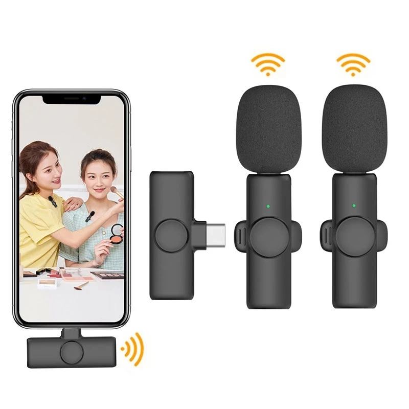 Top product Plug -Play Noise Reduction Auto Sync Wireless Lavalier Dual Microphone for Youtube Live stream TikTok
