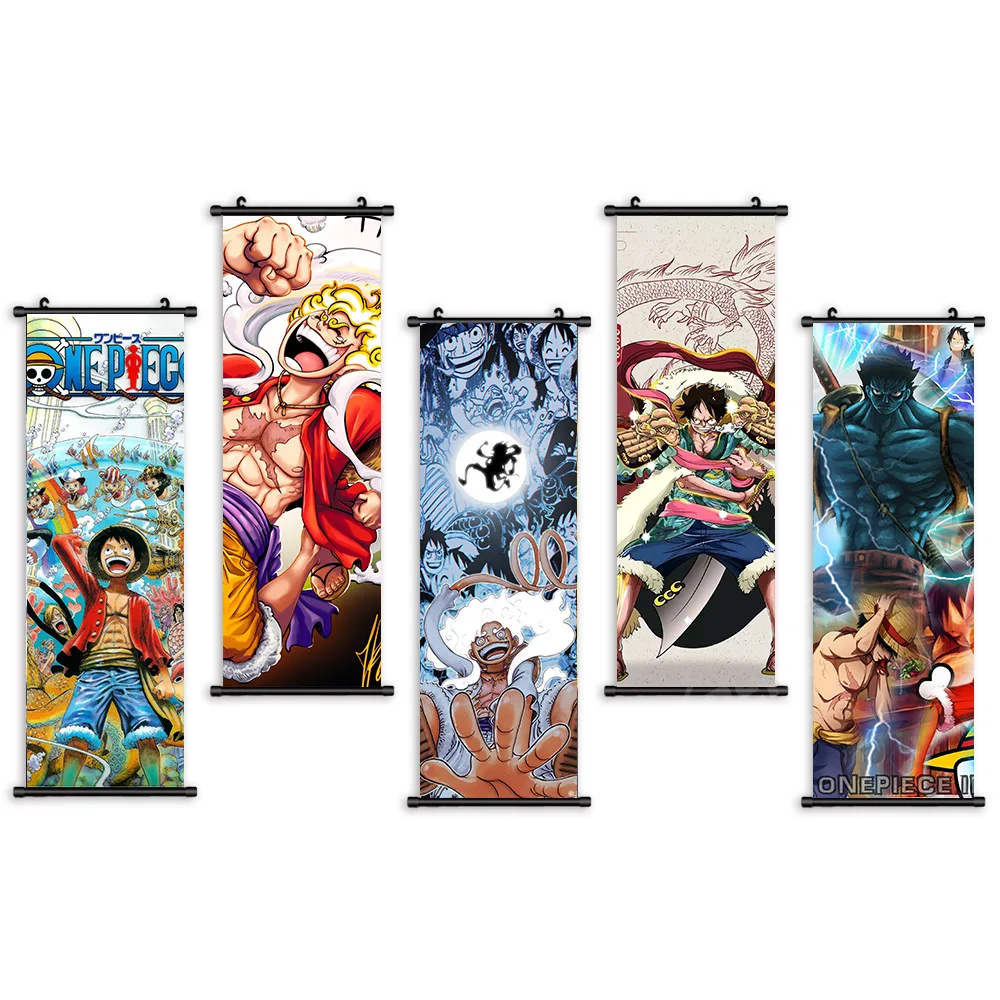 25x75CM Premium quality straw hat pirates art painting cool Luffy One pieces hanging poster