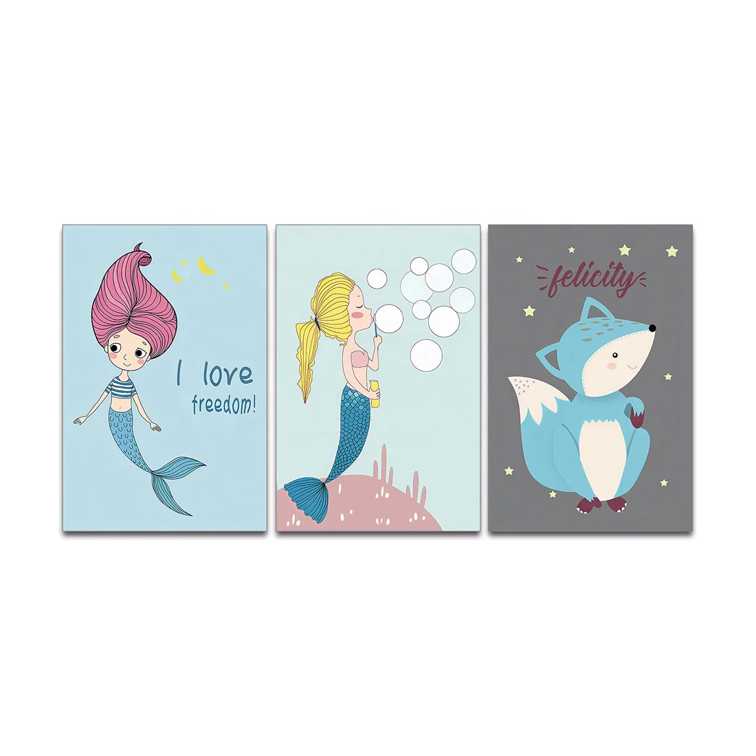 Best Selling Seascape Kids Happiness Mermaid Acrylic Art Prints Canvas Oil Painting Wall Picture Glass Art for Home Decor.