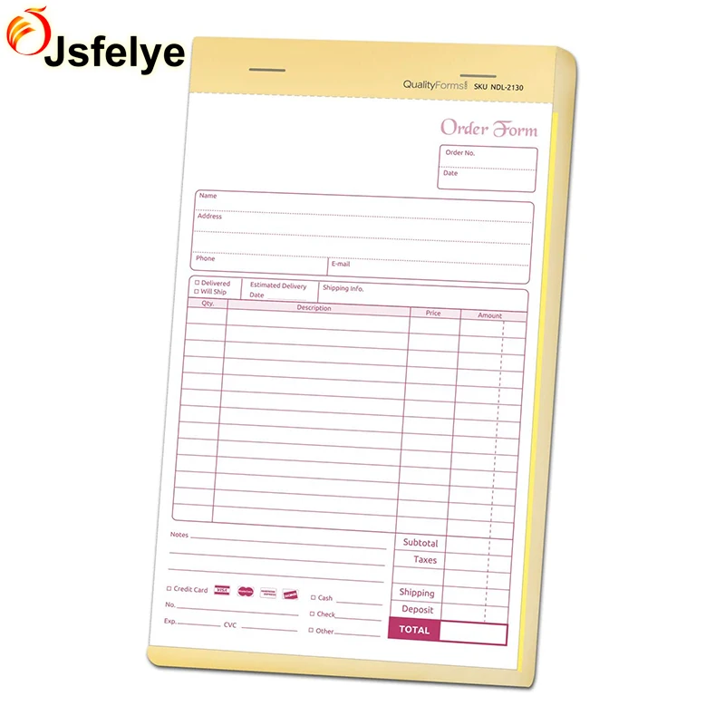 NCR Carbonless Order Forms Custom Cover Printing Triplicate Set Per Book A4 Invoice Book