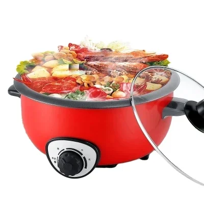 Multi Cooker With Glass Lid Indoor Smokeless Grill Hot Pot Skillet Woks Frying Pan Removable Inner pot  Cooking Rice Fish