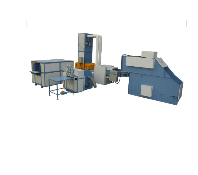 a machine to fill sofa sit cushions with feathers & foam pieces and fiber mix (made in china)