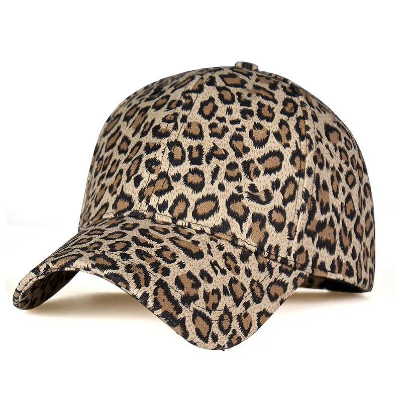 Fashion high quality 6 panel animal women baseball hat leopard print duck tongue cap
