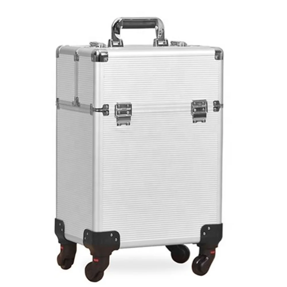 Customized Aluminum Rolling Professional Artist Universal Wheel Toiletry Suitcase Makeup Case