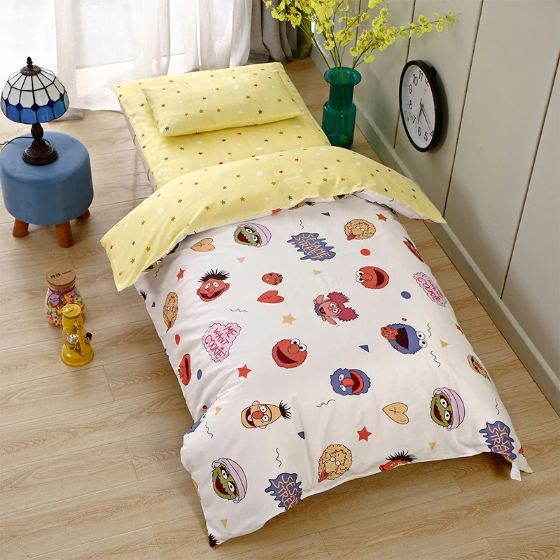 Dropshipping nursery 3 pcs racoon cartoon print Quilt Cover Mattress Cover Pillowcase newborn girl crib cot baby boy bedding set