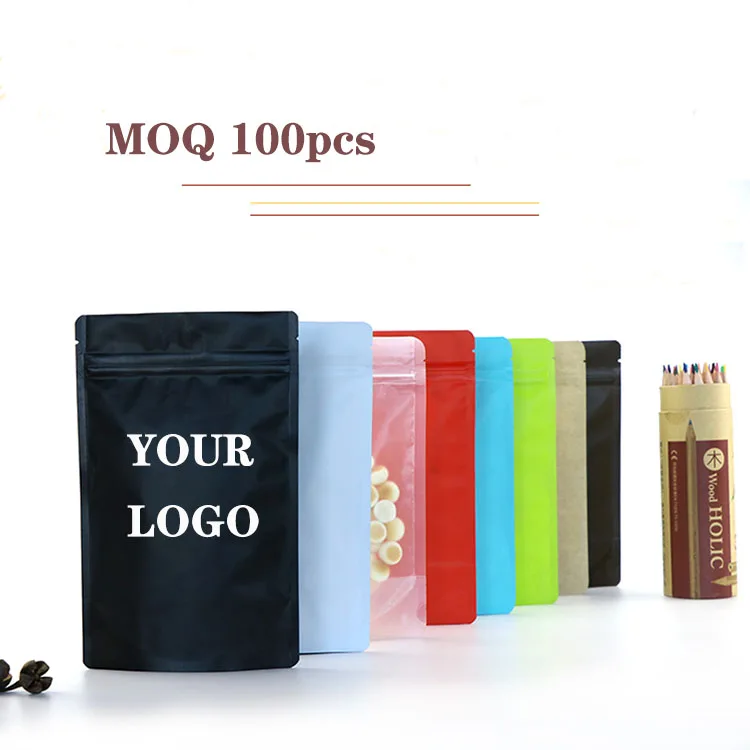 Стоячие готовые мешочки с логотипом на заказ, с молнией, разные пластиковые пакеты для упаковки пищевых продуктов