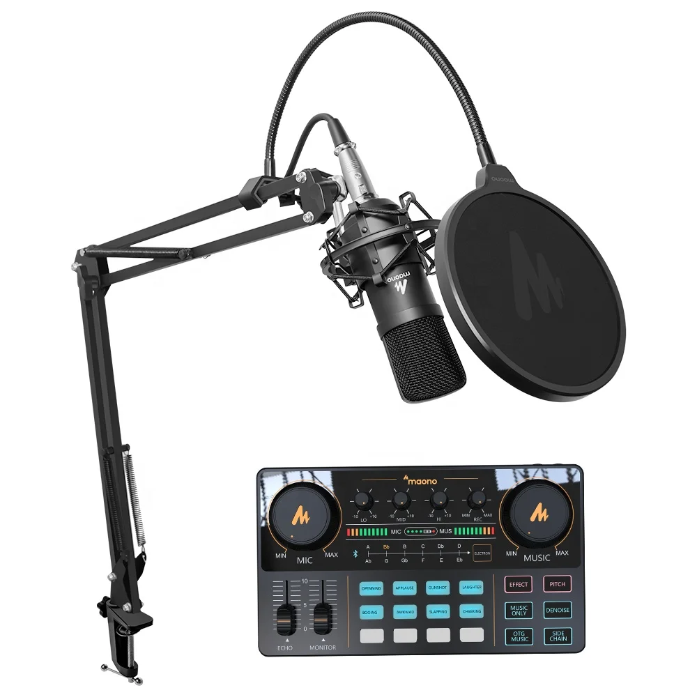 
Professional Studio Microphone With V8 Sound Card Studio Recording Live USB Sound Card Audio Interface Microphone Kit Sound Card 