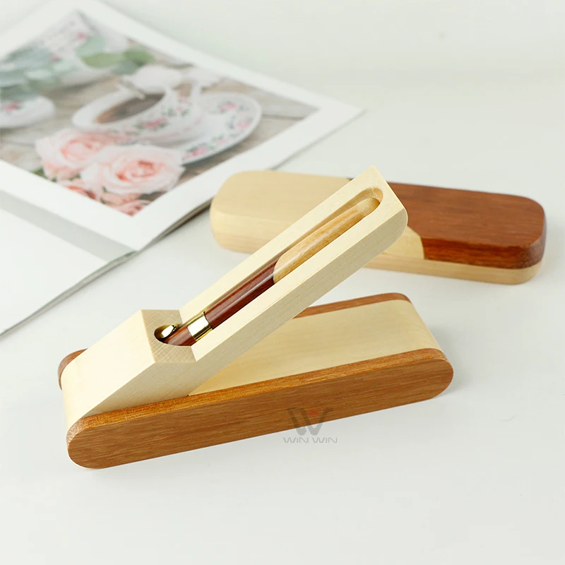 Promotional Gifts Custom Logo Printed Ball Point Pen with Wood Case Wholesale Maple Ballpoint Pen Sets
