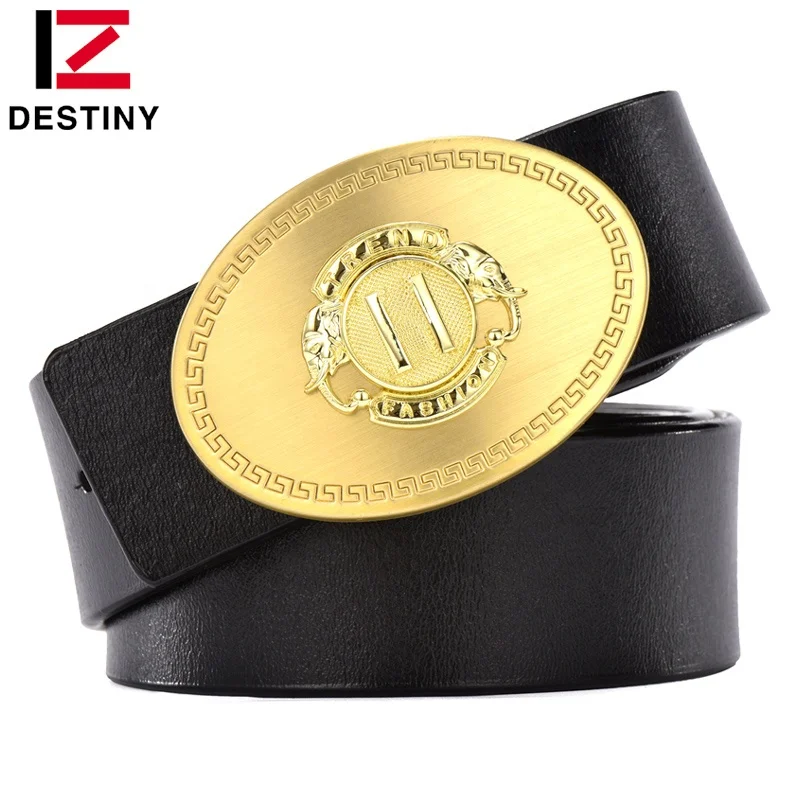 Custom Fashion Luxury Gold Copper buckle Waist Strap Famous Brand Designer Men Real Genuine Leather Belt