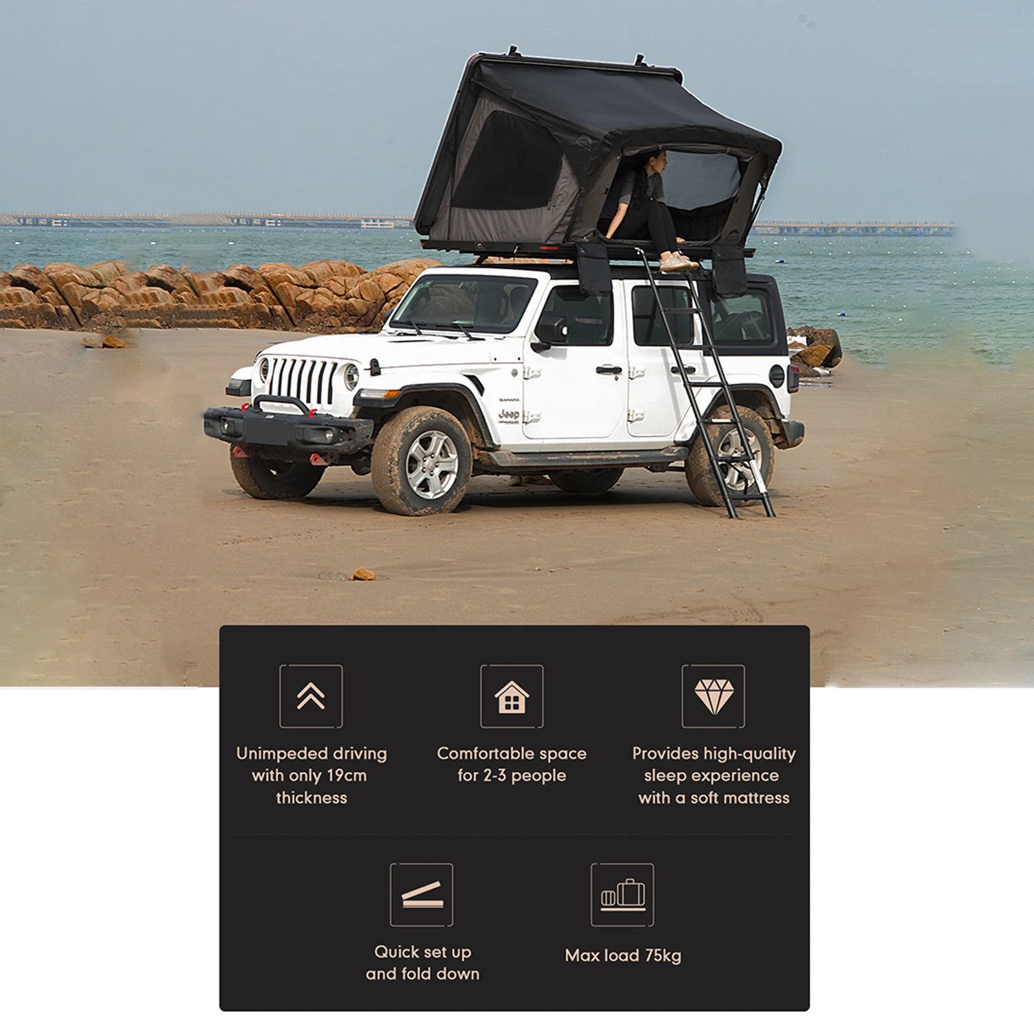 Wild Land Desert Cruiser Car Roof Top Hard Shell 4WD tent waterproof overlandig offraod camping