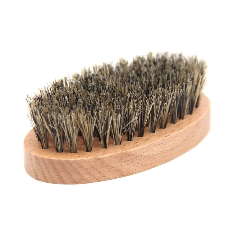 Wholesale Customizable Beard Brush Logo Portable Wooden Bristle Brush Mini Men Beard Brush