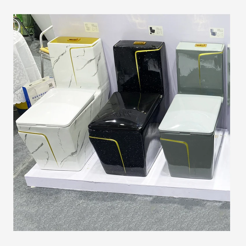 Customizable Sanitary Ware Bathroom Water Closet Marble Ceramic Toilet Bowl Toilet Bathroom Square One Piece Toilets