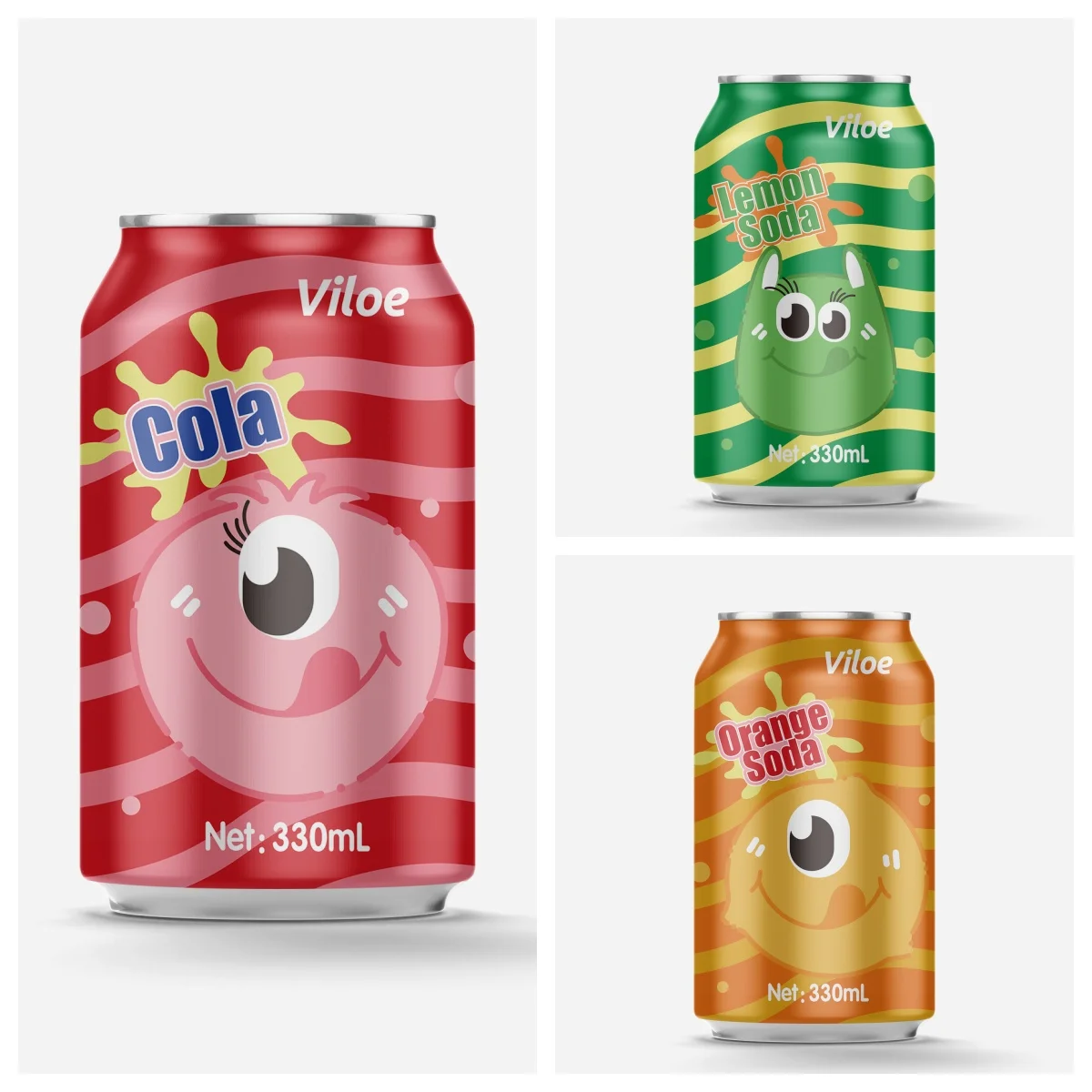 Viloe carbonated soft drink, orange soda products, 330ml canned beverage, Custom labels are accepted
