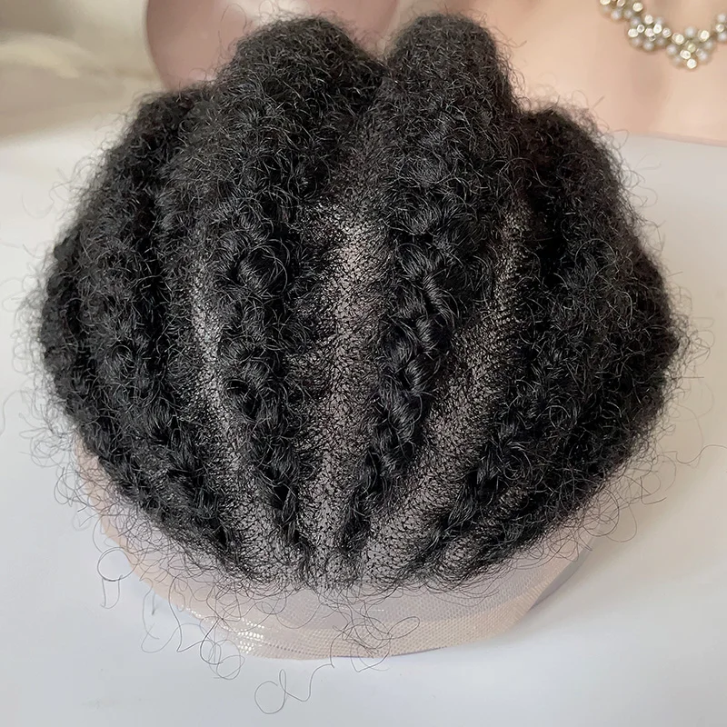2023 New Arrival cheap price hot sale braids style black color 7x10 inch 100% virgin human hair systems lace base toupee for men