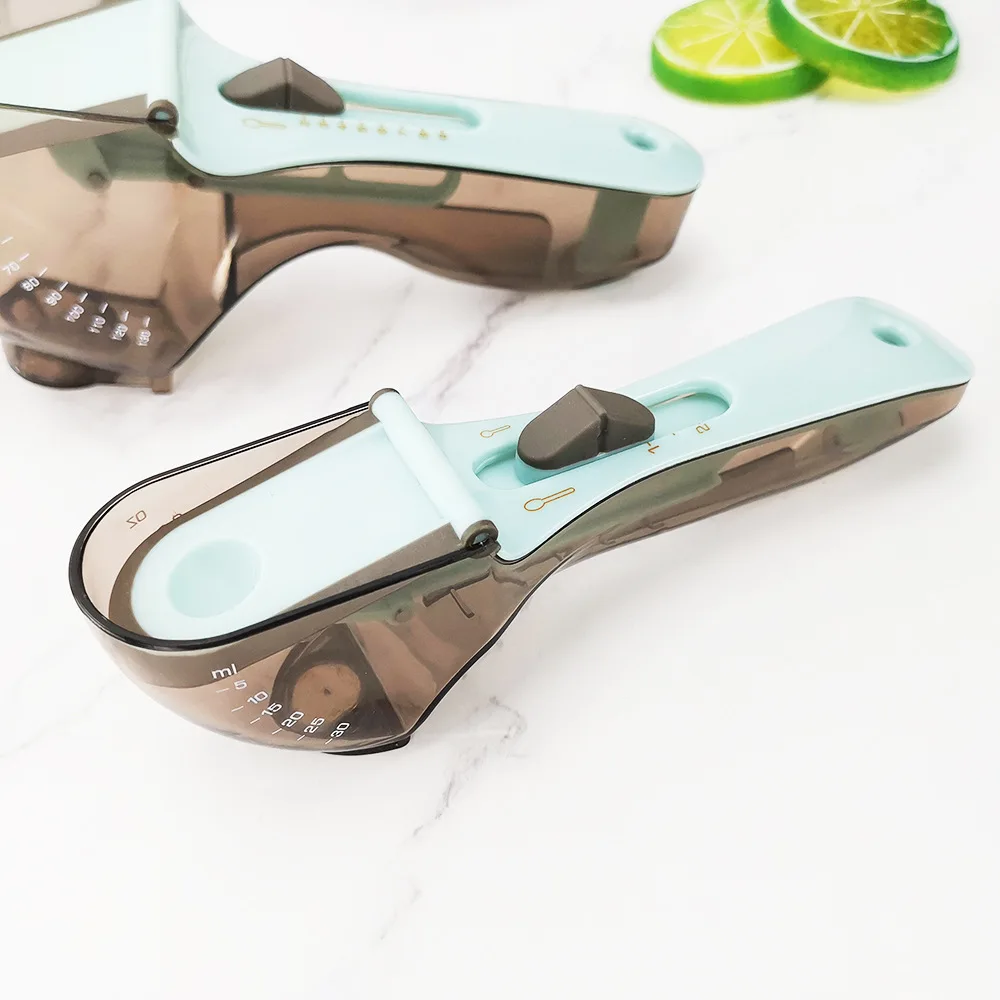  2 Piece Set Spoon Kitchen Adjustable Plastic Engraving Measuring Baking