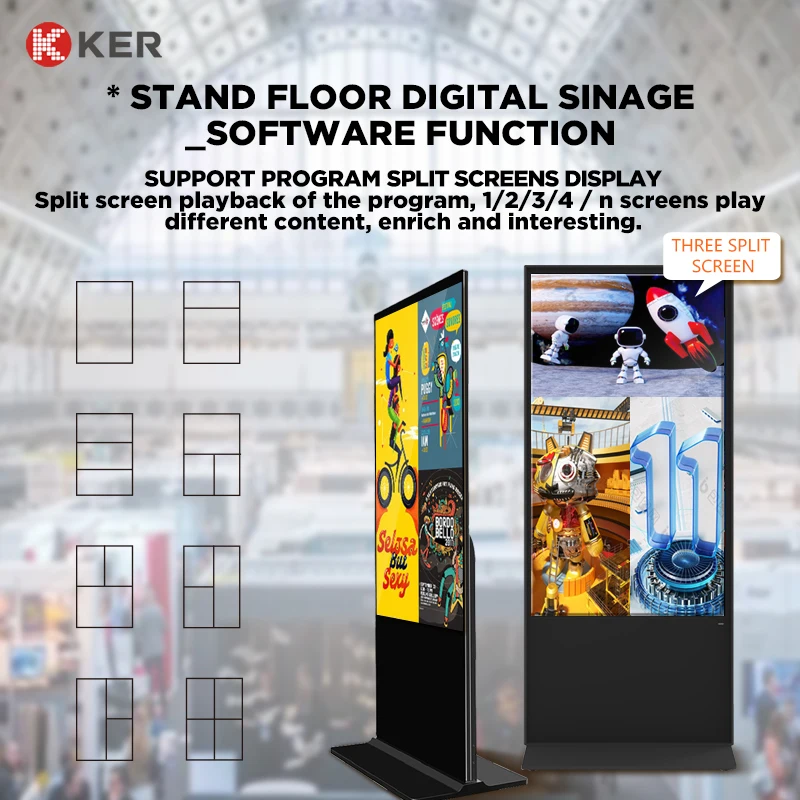 43/49/55/65 inches stand floor capacitive touch screen CMS android 12 advertising screen lcd digital signage lcd digital signage