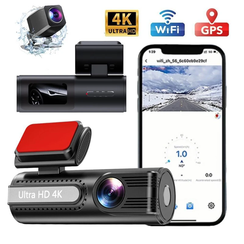 4K Dash Cam Mini Camera Recorder GPS Wifi 24H Parking Dual Lens 1080P Black Box Car DVR Video Camera Night Vision Driving