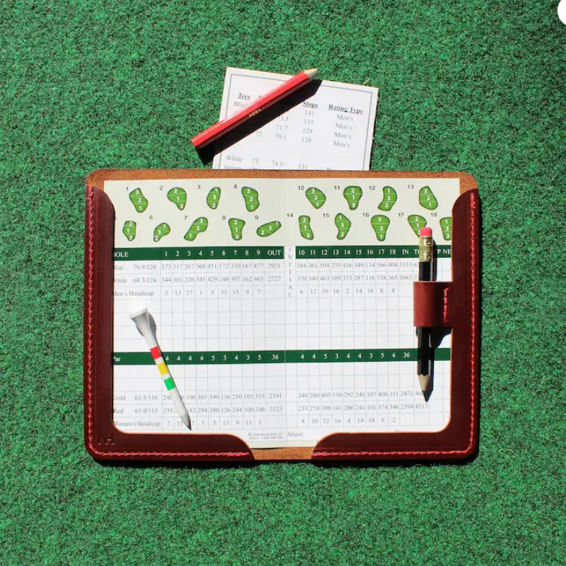 Personalized High Quality Golf Score Card Golf Gift Handcrafted Genuine Leather Golf Scorecard Holder