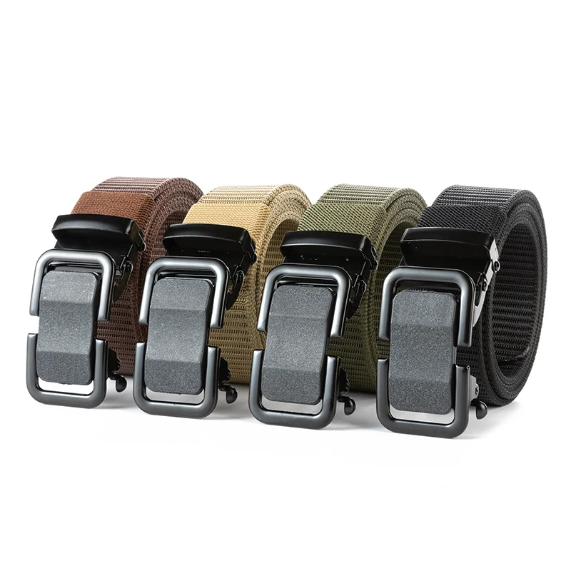 3.5cm width thickened braidMen Nylon Belt with Automatic Slide Buckle Tactical Belt