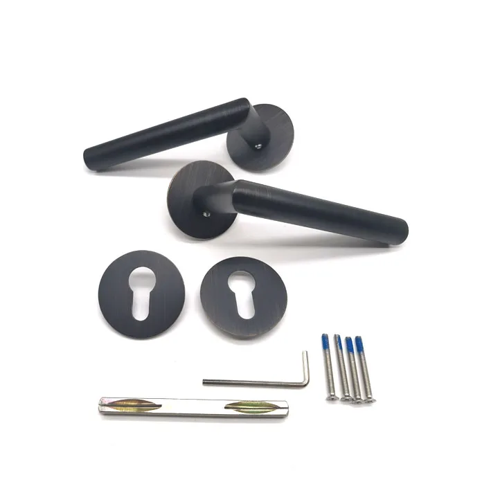 Luxurious Door Handle High Quality Thinner Cover Black Door Handle Right Angle Stainless Steel Door Lever Handle