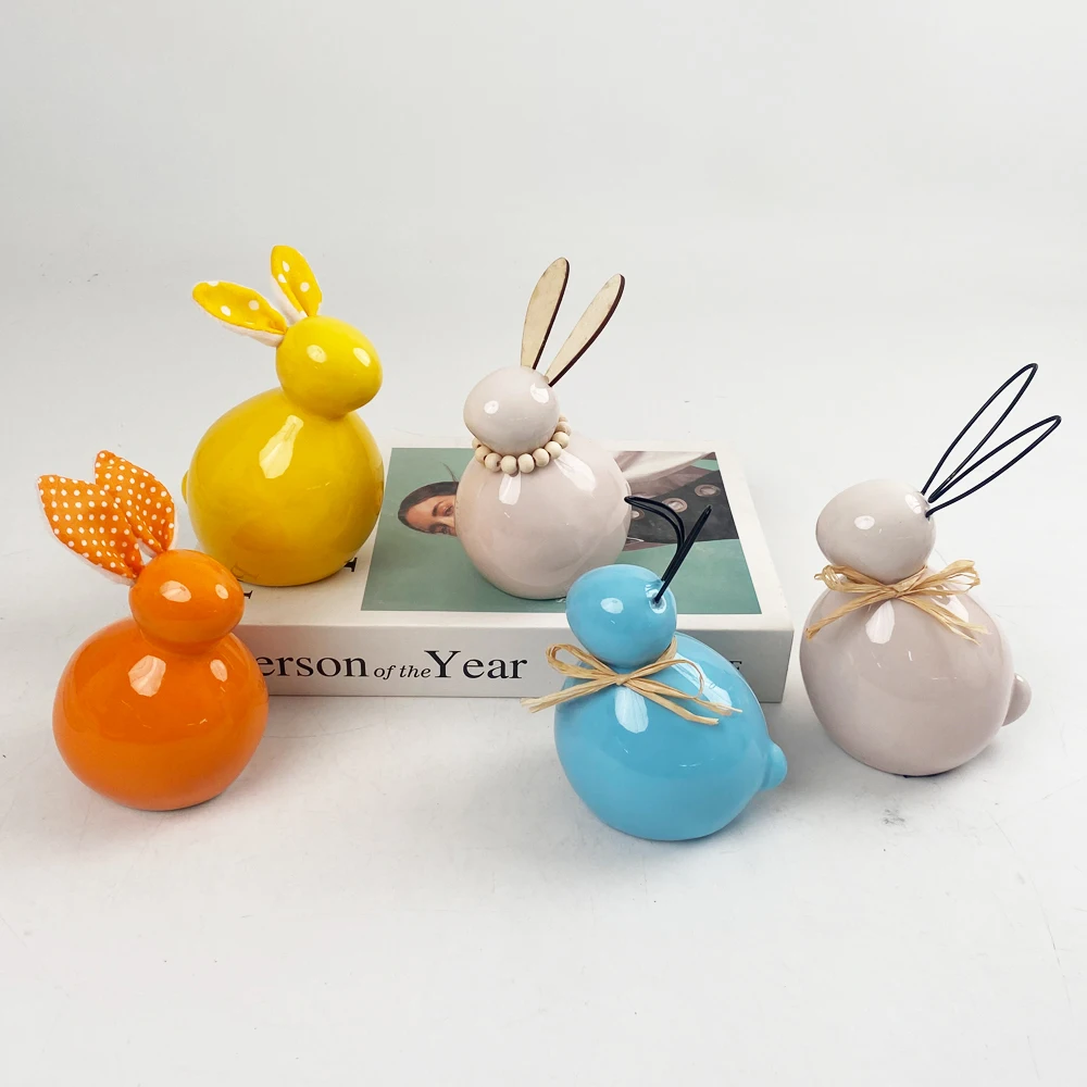 DIY Ear Creative Ceramic Easter Rabbit Indoor Home Decoration Creative Ceramic Easter Rabbit Decoration
