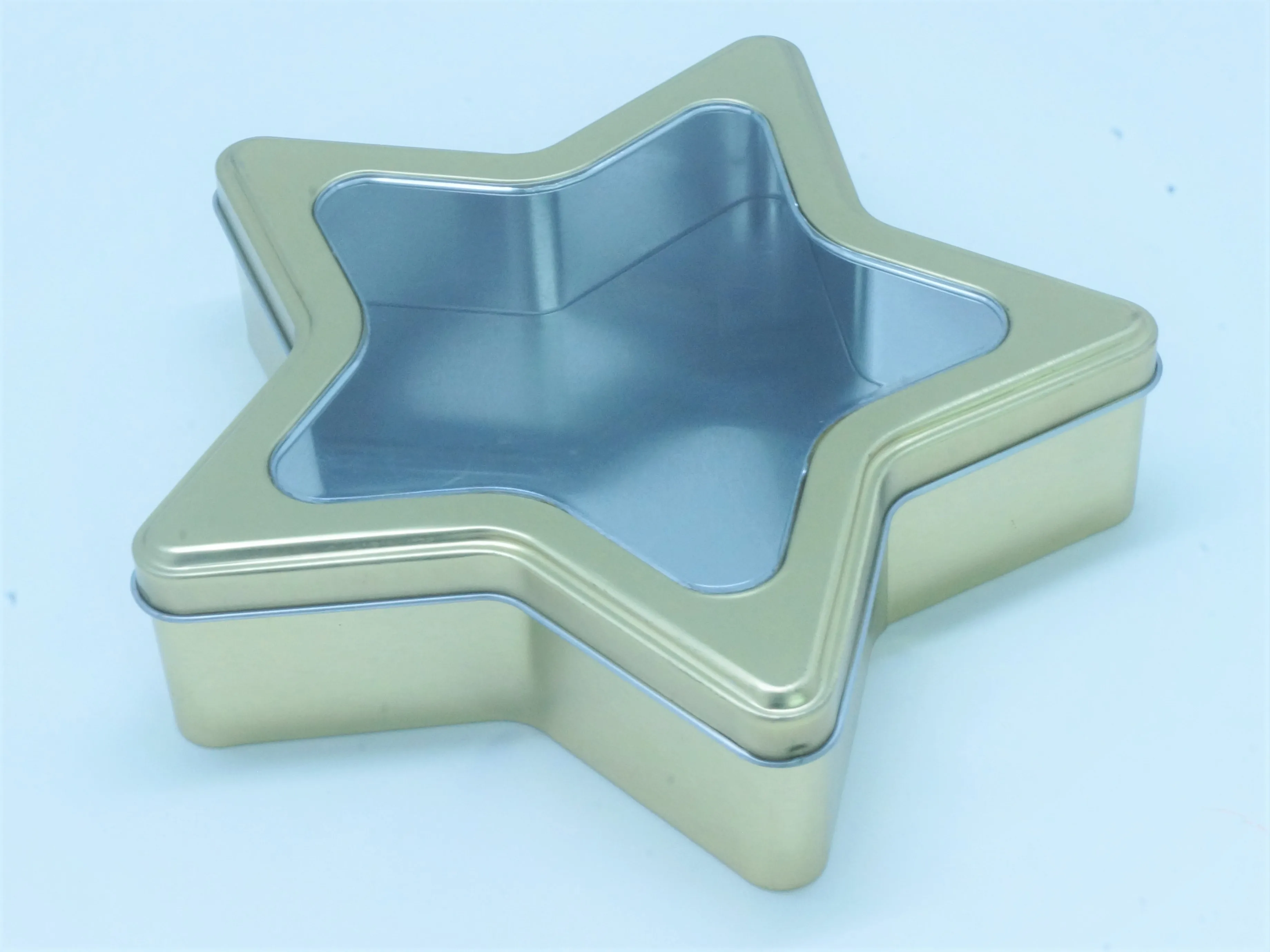 Custom star shape metal tin box with or without transparent window