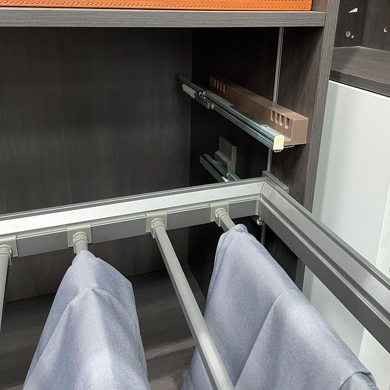 New Wardrobe Accessories Pull Out Trouser Clothes Pants Rack Hanger Organizer Aluminum Pant & Skirt Hangers