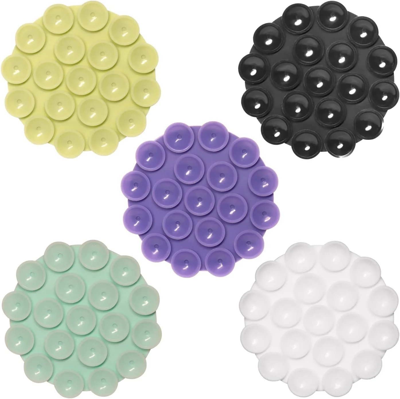 Silicone Suction Phone Case Adhesive Mount-Round With 19 Cups Phone Holder for Selfies and Videos Hand Mobile Devices Mount