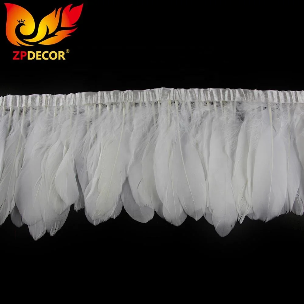 ZPDECOR Wholesale Stock White Goose Nagoire and Satinettes Feather Trim for Carnival Butterfly Wings Costume
