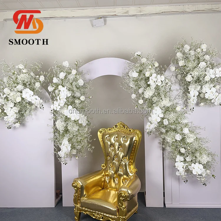 SMOOTH White Rose Orchid Baby Breath Flower Garland Hanging Flowers Runner for Backdrop Decoration