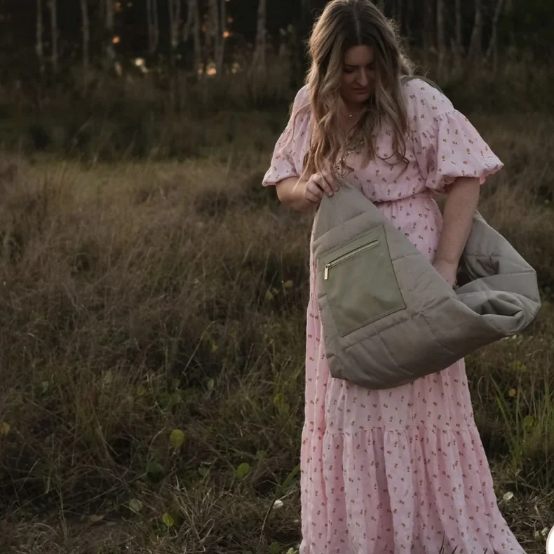 Ins Baby Cotton Fabric Mat Embroidery quilting Cotton Mat Nap Newborn Mat Folding Portable Mattress Play Bag For Children