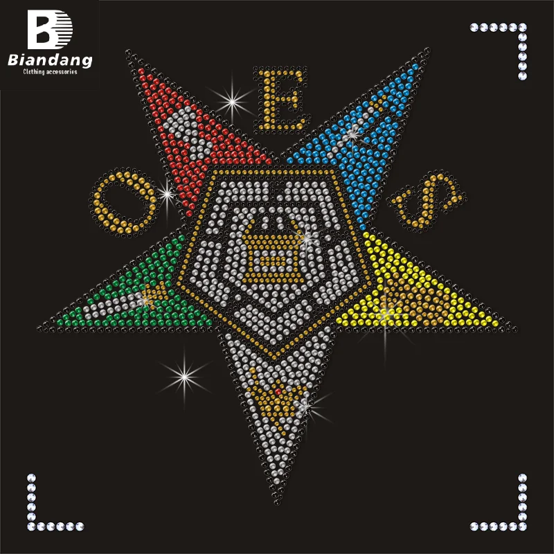 Top Selling OES Shiny Rhinestone Iron On Motif Custom Bling Rhinestone Heat Transfer Designs For Tees
