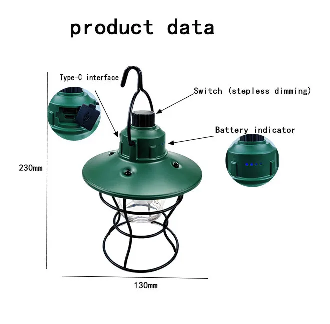 Portable Battery Powered Warm Vintage Style Led Camping Lantern for Garden Party