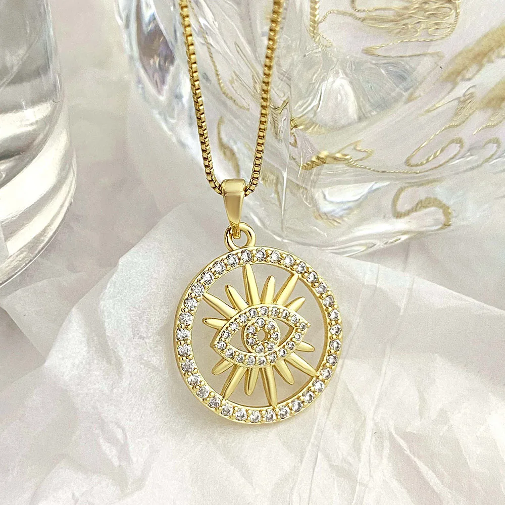 Foxi ювелирные изделия экологичный латунный металлический логотип на заказ Золотой турецкий глаз кулон для женщин