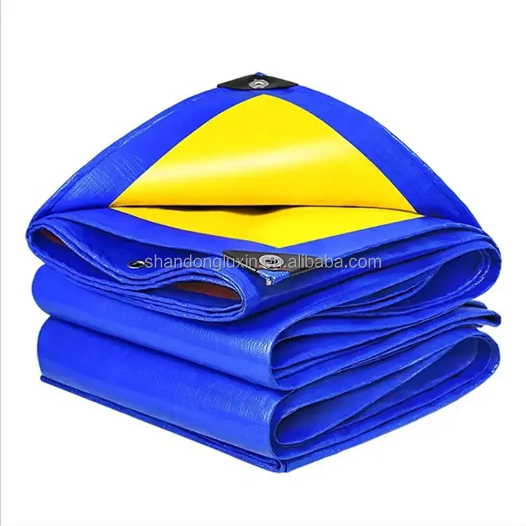 China Heavy Duty Factory Customized Double Waterproof Pe Tarpaulin Large Plastic Canvas Eyelet Pe Tarpaulins