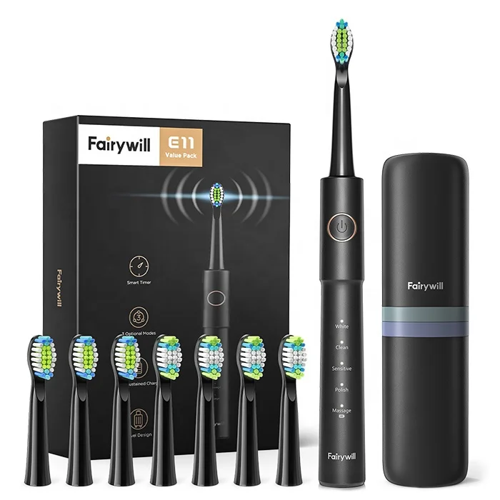 Fairywill FW E11 IPX7 Waterproof Ultra Cleaning 5 Modes Electrical Electronic Electric Tooth Brush Toothbrush for Man Women